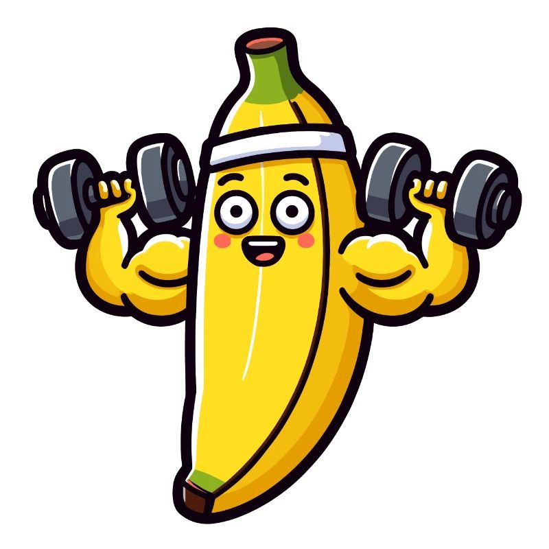 Eine Banane mitten in einer Krafttrainingseinheit