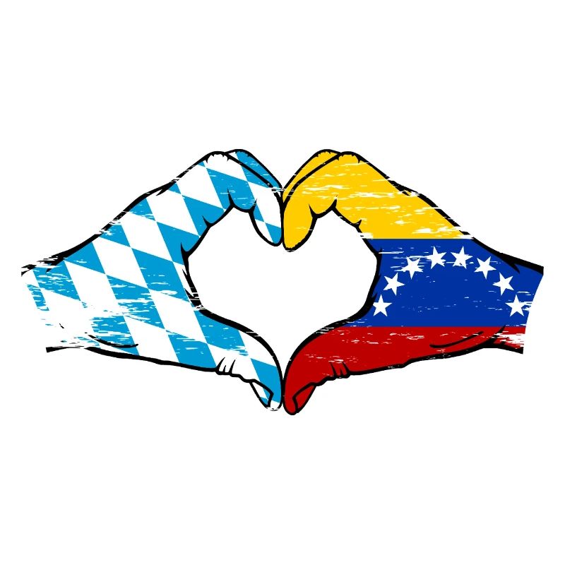 Bavière, Venezuela, drapeau, mains, forme de coeur utilisé
