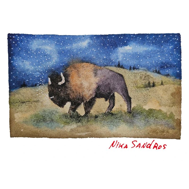 Bison - aquarelle