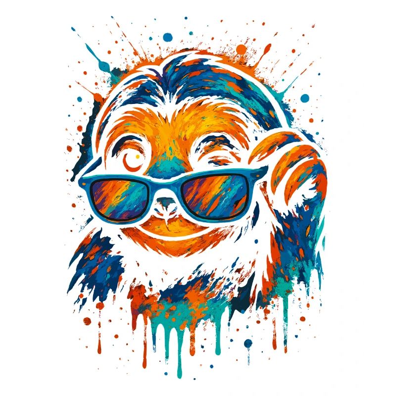 Faultier Bunt Pop Art Regenbogenfarben