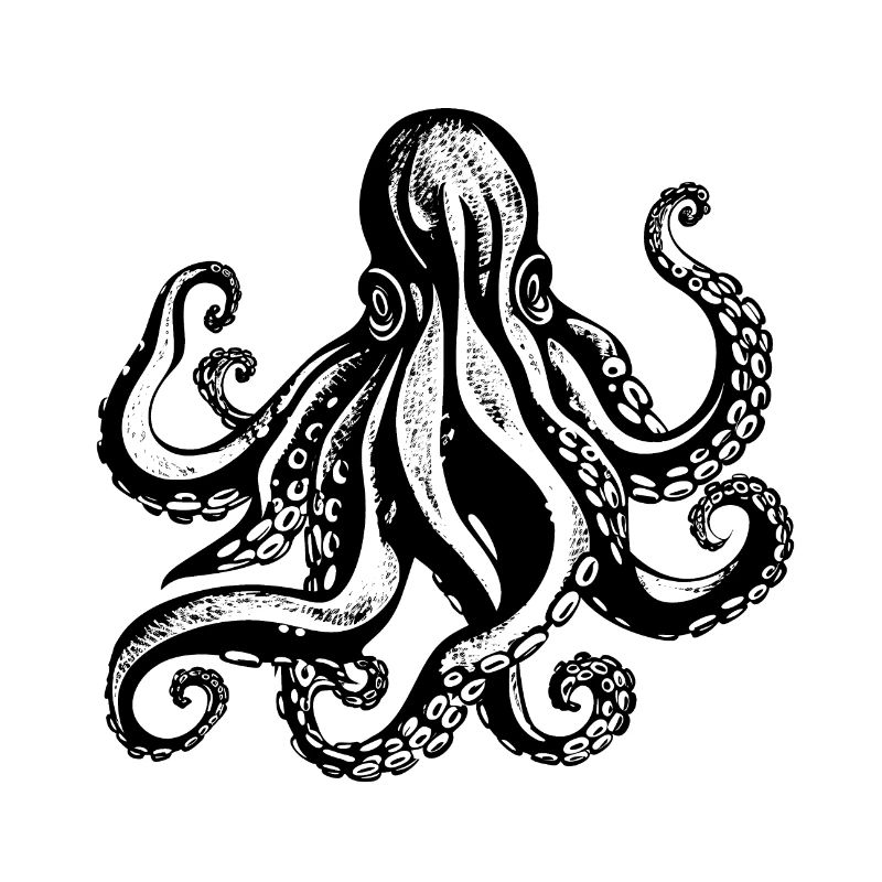 Cool octopus octopus illustration in black