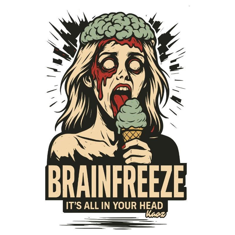 Frau mit Gehirn und Eis Brainfreeze