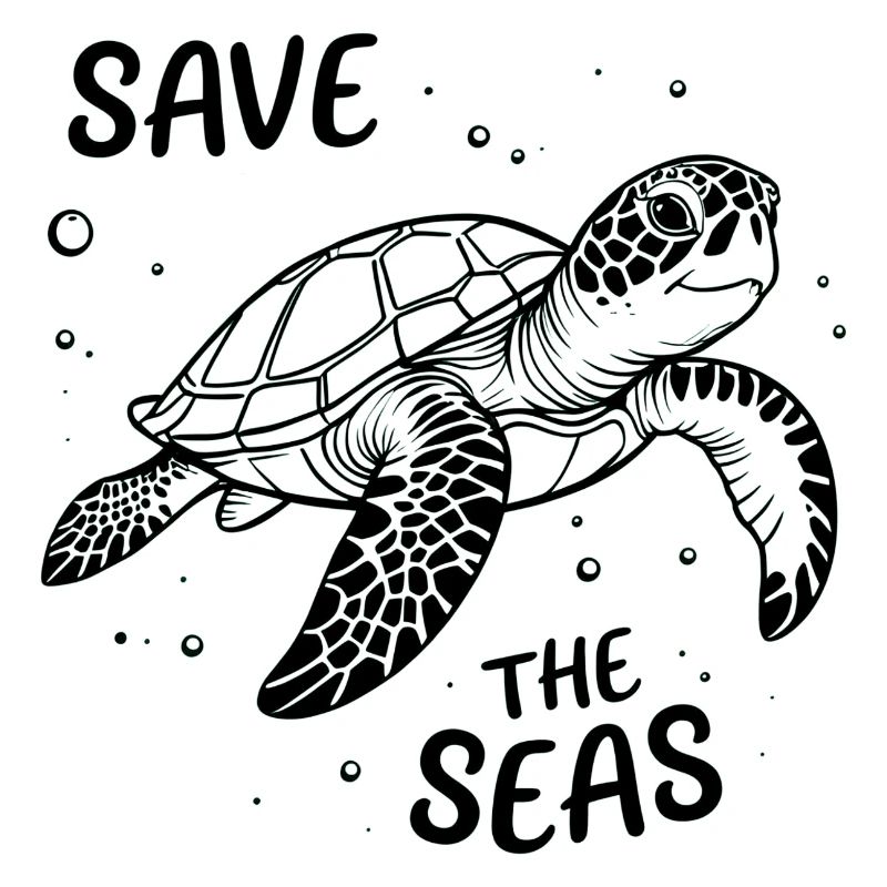 Minimalist Turtle – Save The Seas