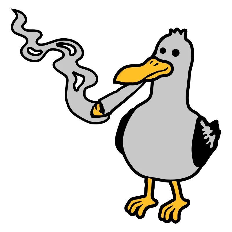Stoner Seagull Smoking Hemp