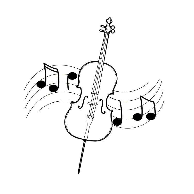 Violoncelle musique dessin partition notes noirs