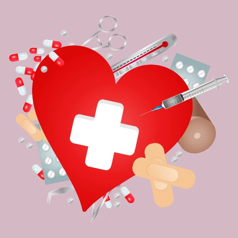 Erste Hilfe Set oder Reiseapotheke mit Herz