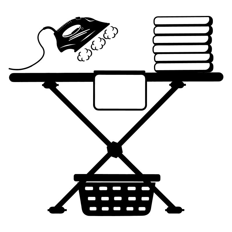 Steam iron iron and laundry basket and laundry