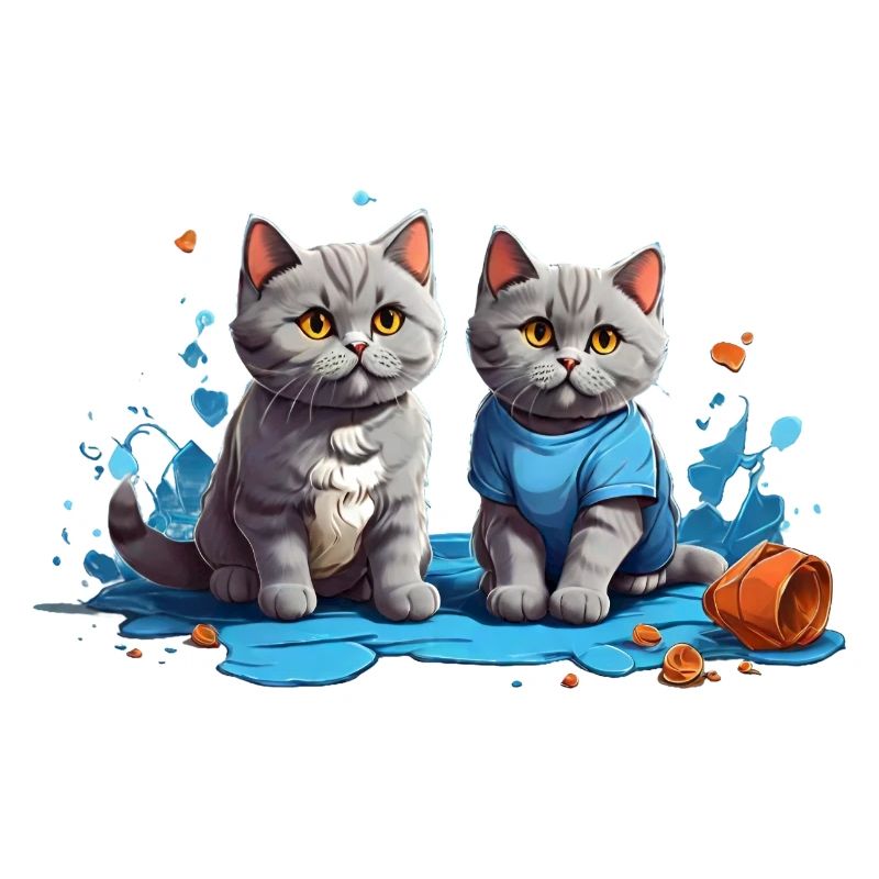 Cat Lovers in Blue Puddle