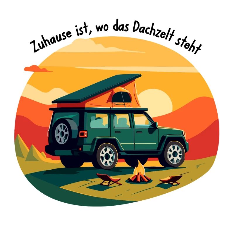Adventurous camping car at sunset