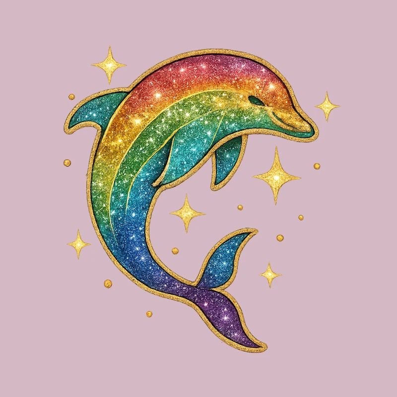 Rainbow Dolphin Star Glitter