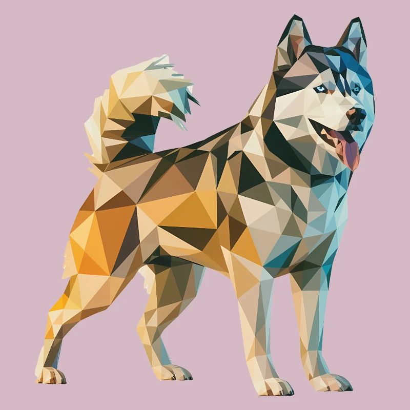 Siberian Husky - Cooles Low Poly Logo