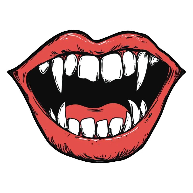 bouche de vampire, dents pointues, morsure