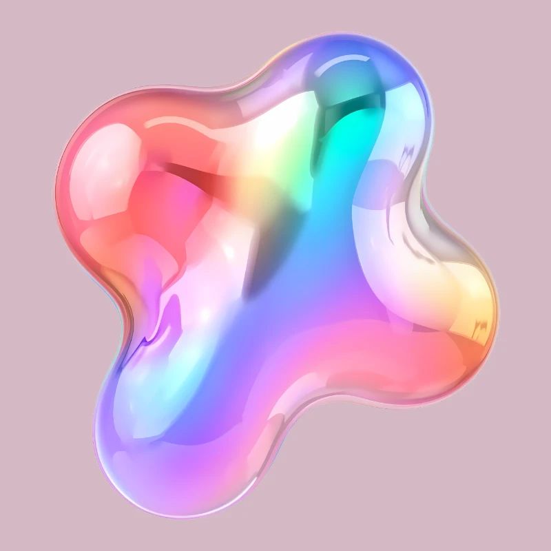 Rainbow Glossy Abstract Blob Design