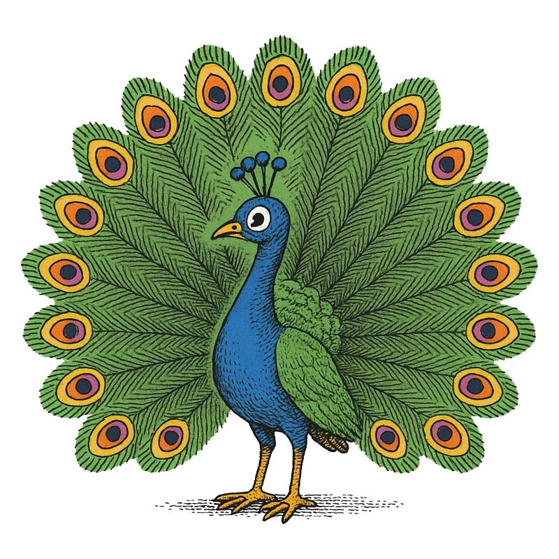 Blason coloré du paon