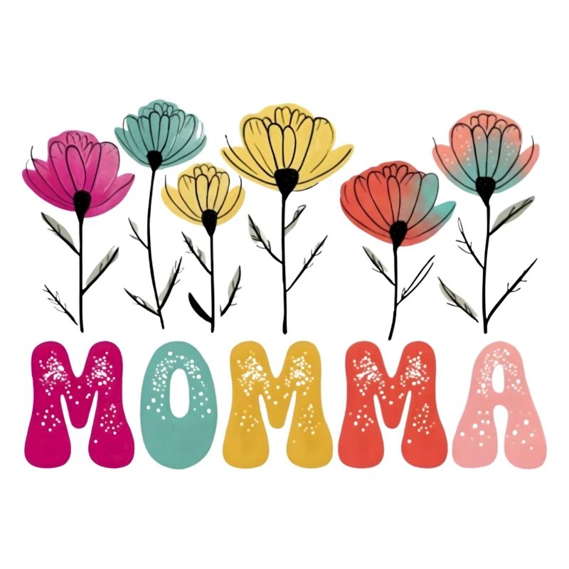 Lebendige Blumen-MOMMA-Typografie zum Muttertag