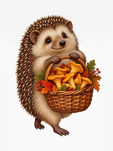 Igel beim Pilzsammeln