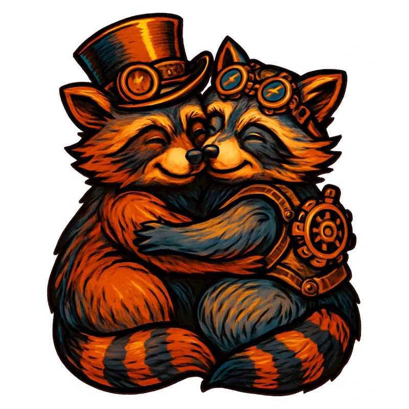 Steampunk Raccoon Cuddle