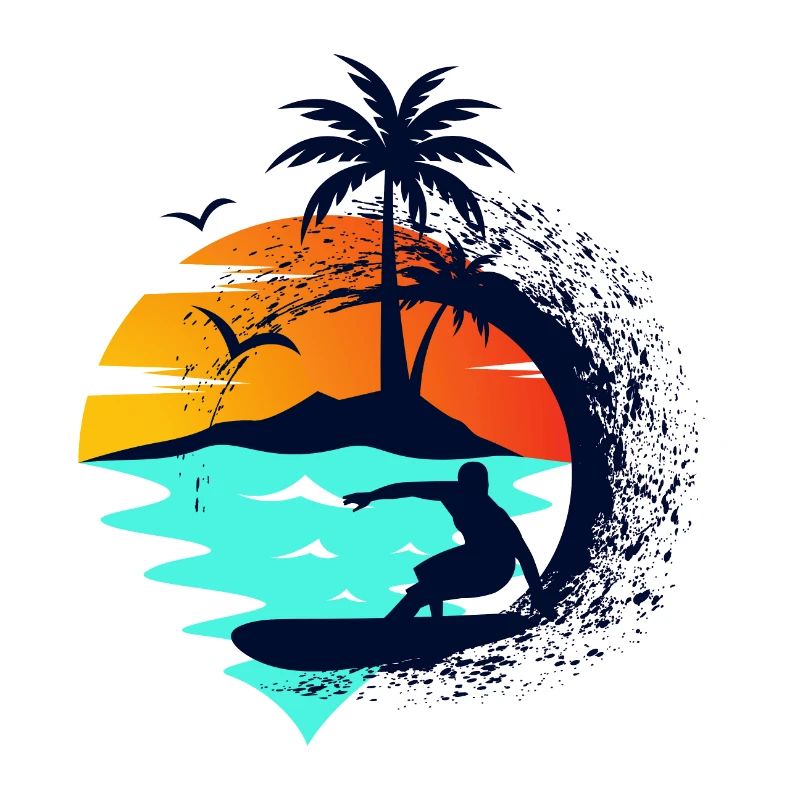 Surf, Vagues, coucher du soleil.
