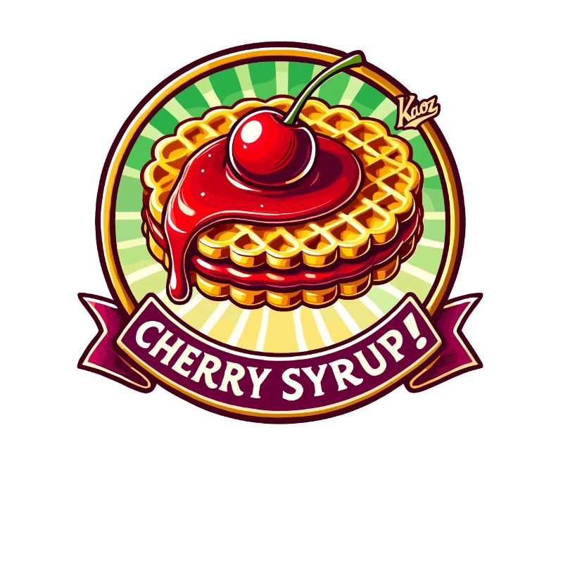 Waffles with cherry and syrup