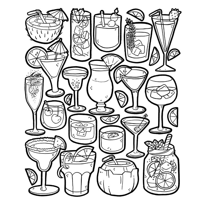 Cocktail Drinks Alcohol Bartender Mocktail Doodle