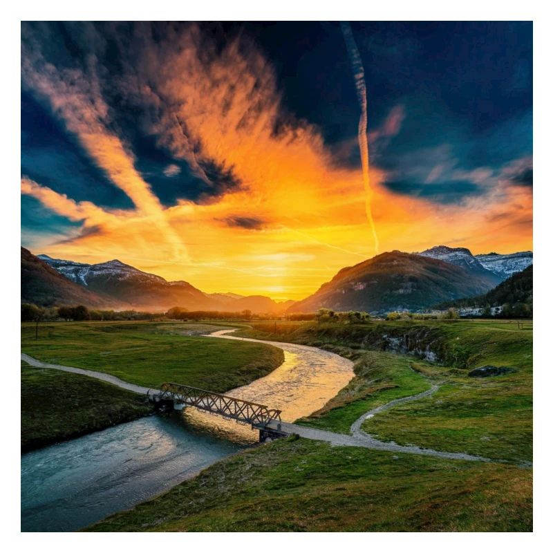 Landscape with sunset