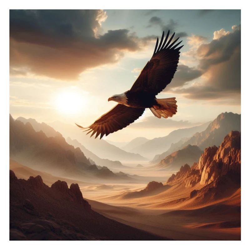A majestic eagle soaring above the desert D