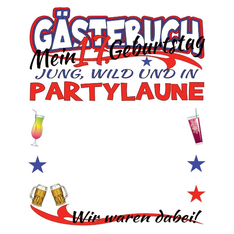 17. Geburtstag Mädchen & Junge Gästebuch