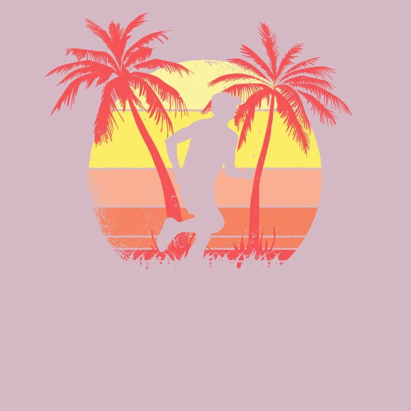 Jogging Runner Summer Sunset 80s Palm Palm