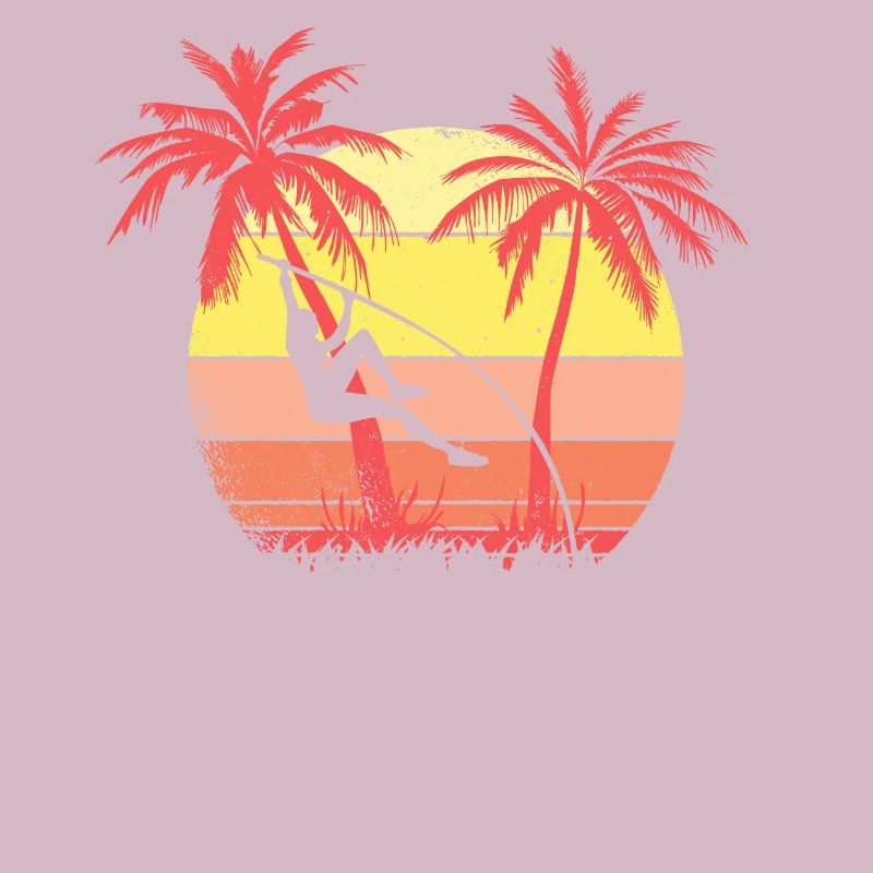 Pole Vault Jump Summer Sunset 80s Palm