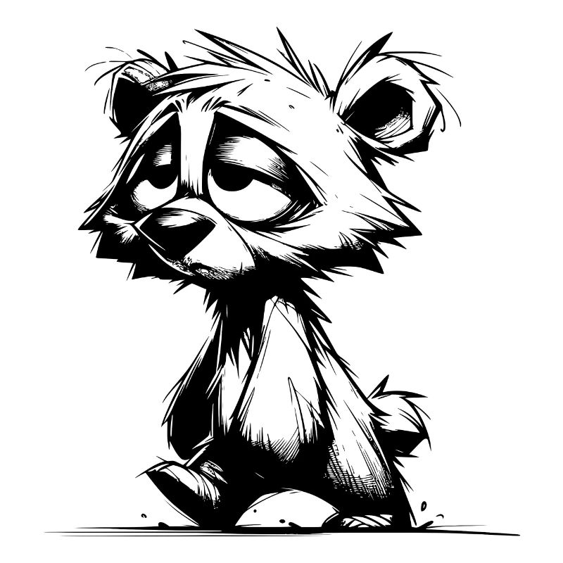 Fuzzy sleeping tired bear sketch