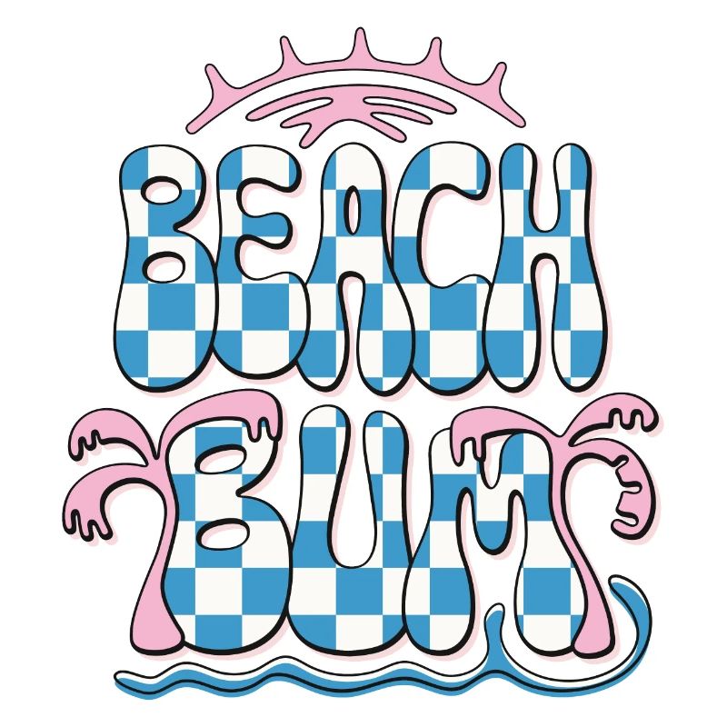 Beach Bum Palm Trees Summer Beach Retro Karos Surf