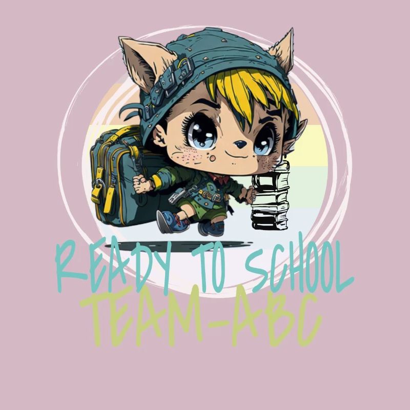 School beginner little elf with school bag Team ABC