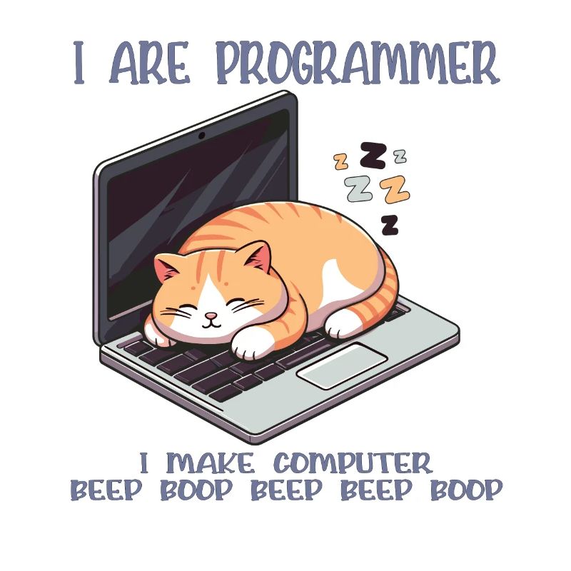 I are programmer, fat sleeping cat