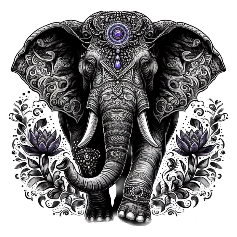 Éléphant avec coiffe