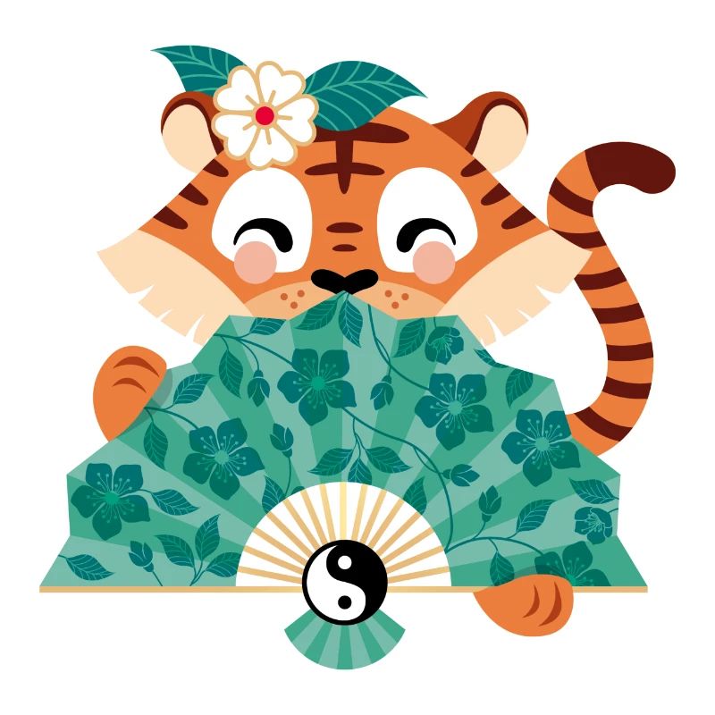 Tiger mit Fächer