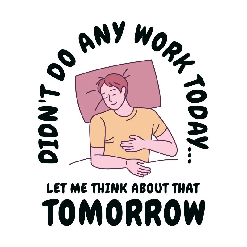 Procrastinator Work Sleeping Line Art Drawing