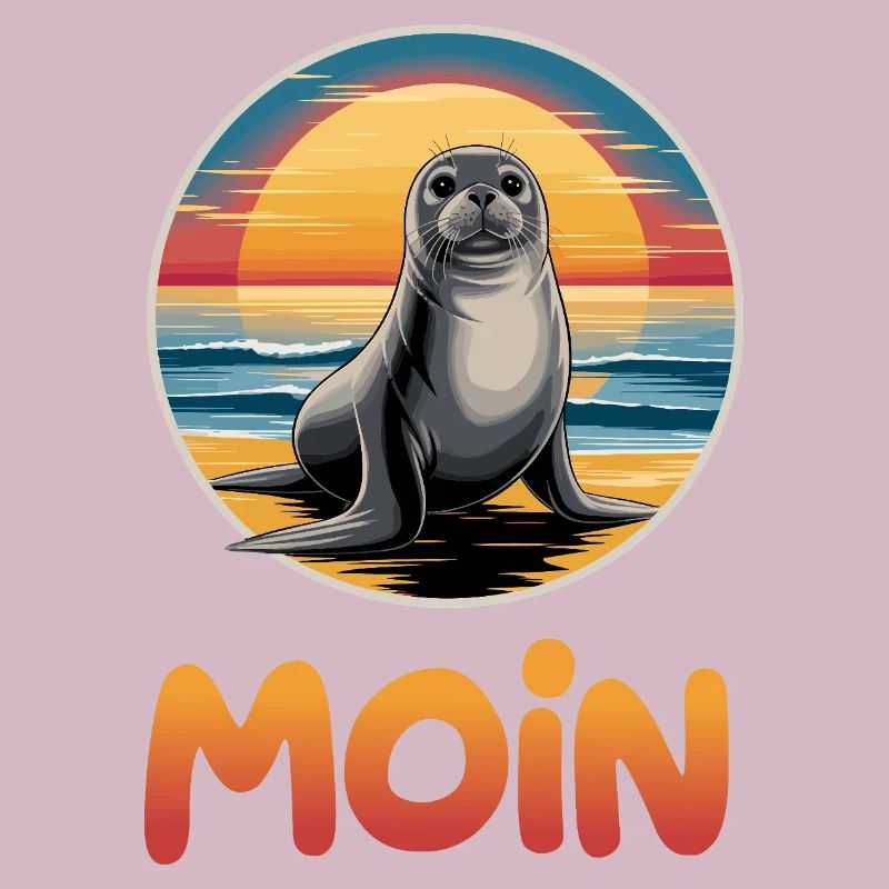 Mignon phoque Moin sur la plage Coucher de soleil