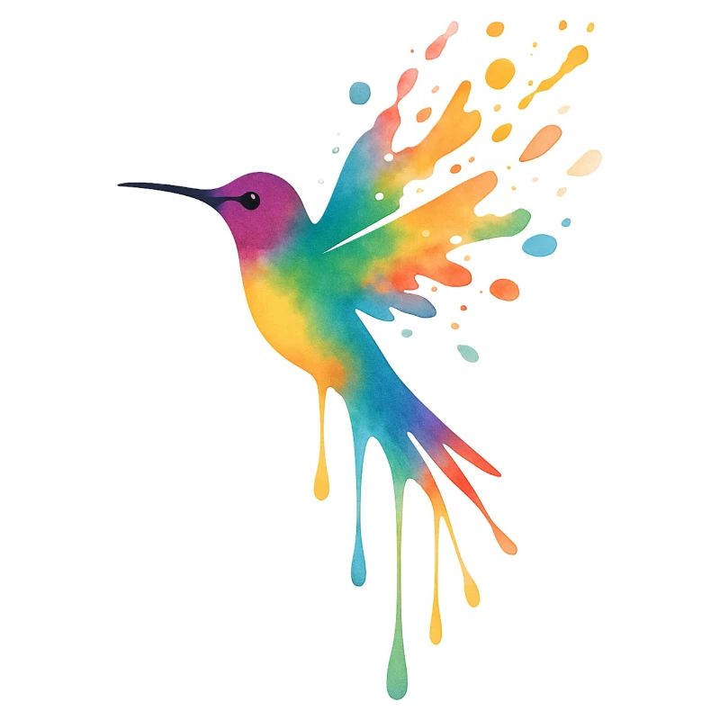 Colibri Aquarelle : Oiseau Multicolore Splash