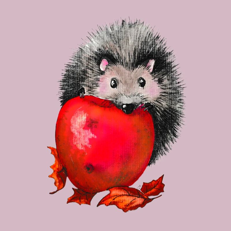 Igel mit Apfel