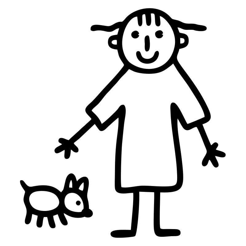 Strichmännchen Mädchen mit Hund