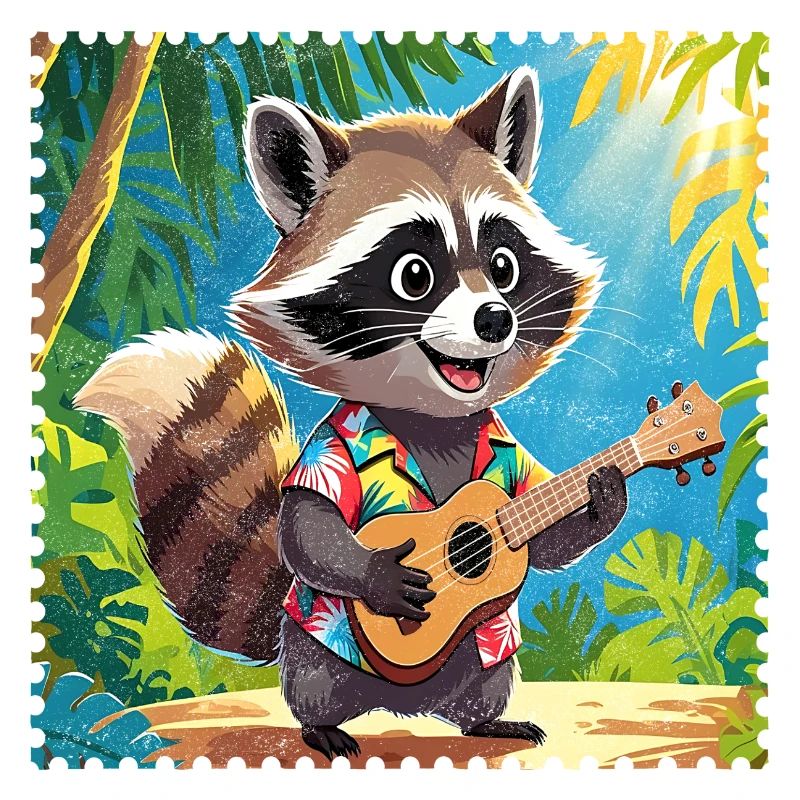 Waschbär mit Ukulele 2