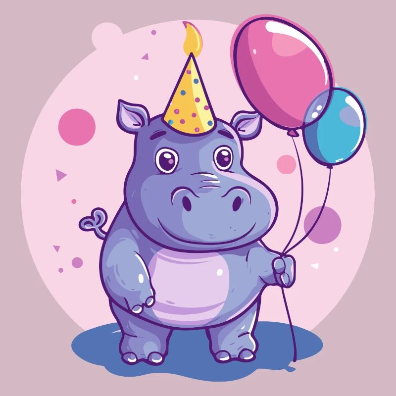 Nilpferd Geburtstag Comic