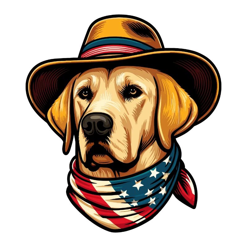 Labrador Head - Cowboy Hat