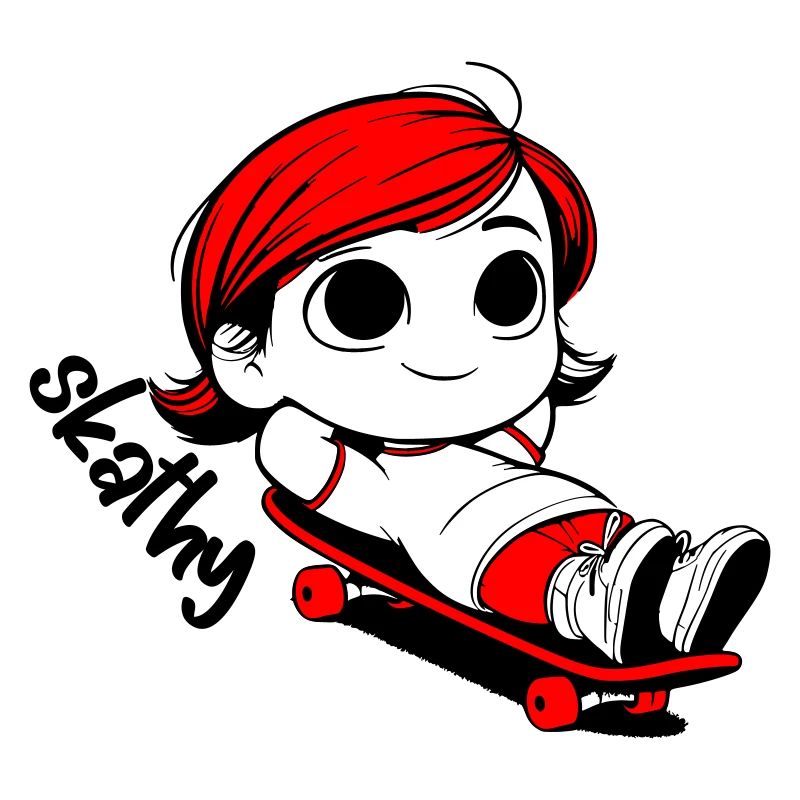Kathy relaxed auf einem Skateboard.