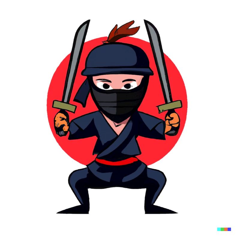 Ninja Vintage Japon dans le coucher de soleil rouge