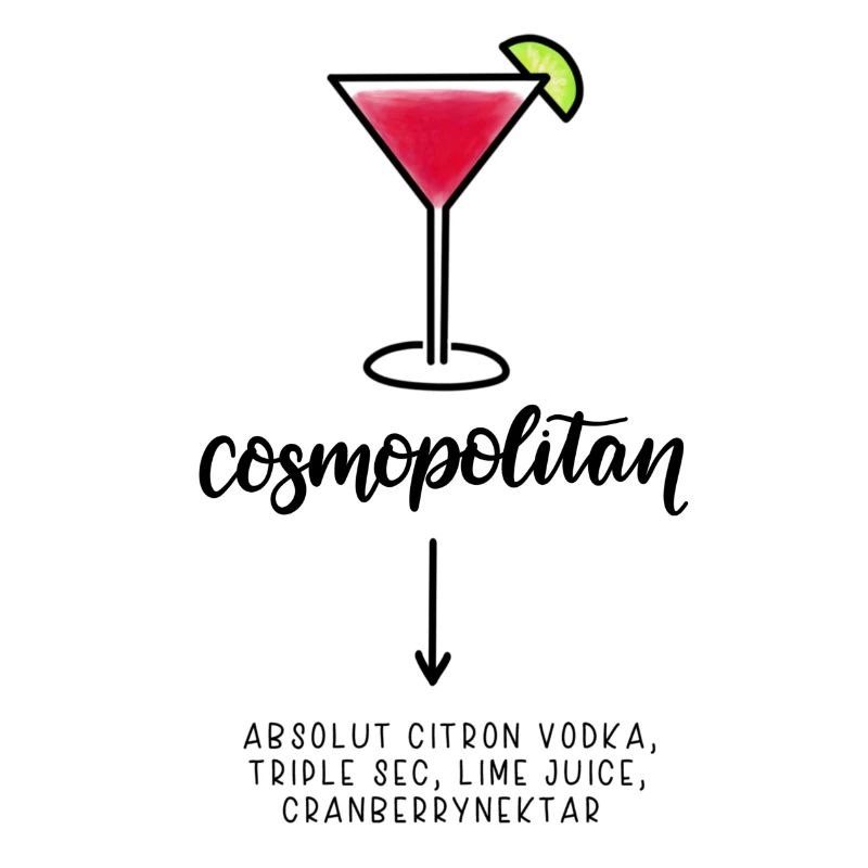 Cosmopolitan Cocktail Hand lettering Gift Idea