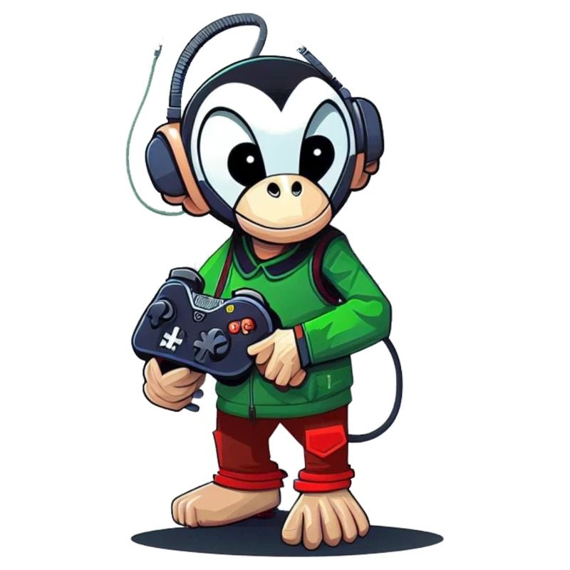 Gaming Affe mit Controller und Headset