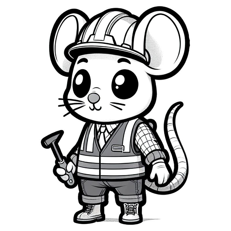 Mignon Souris Ouvrier De La Construction