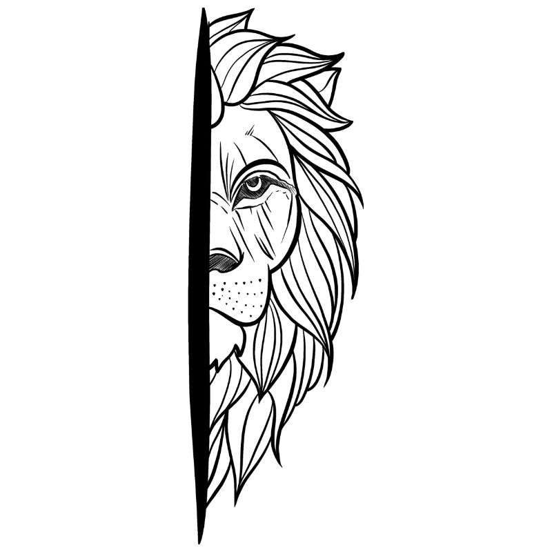 Sketch Löwe Kopf wild linework tattoo