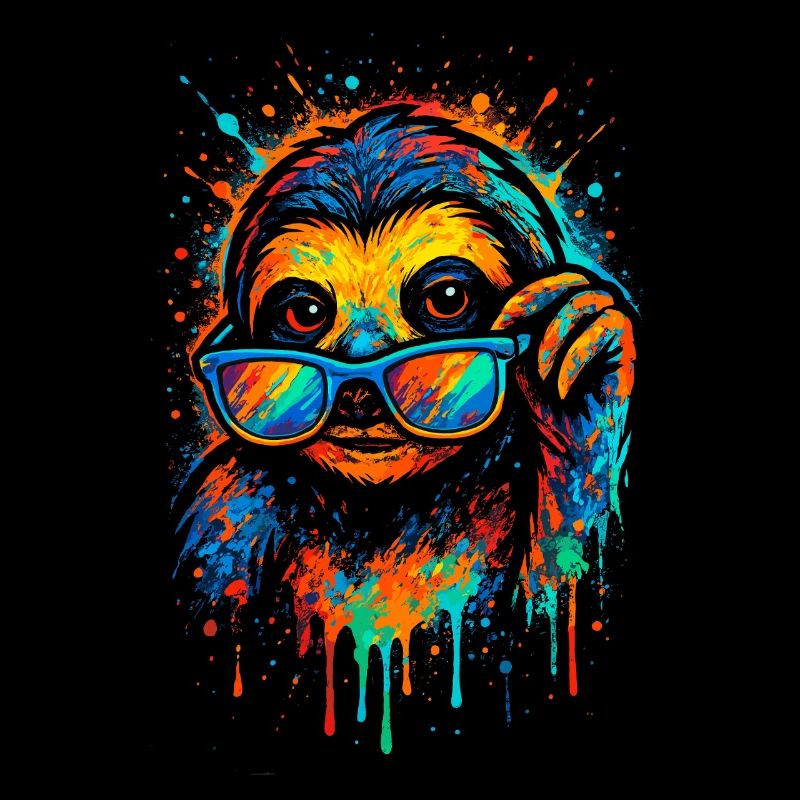 Faultier Bunt Pop Art Regenbogenfarben